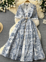 Paisley Pattern Pleated Long Robes Beautiful Dress Maxi Dresses - Tophatter Daily Deals