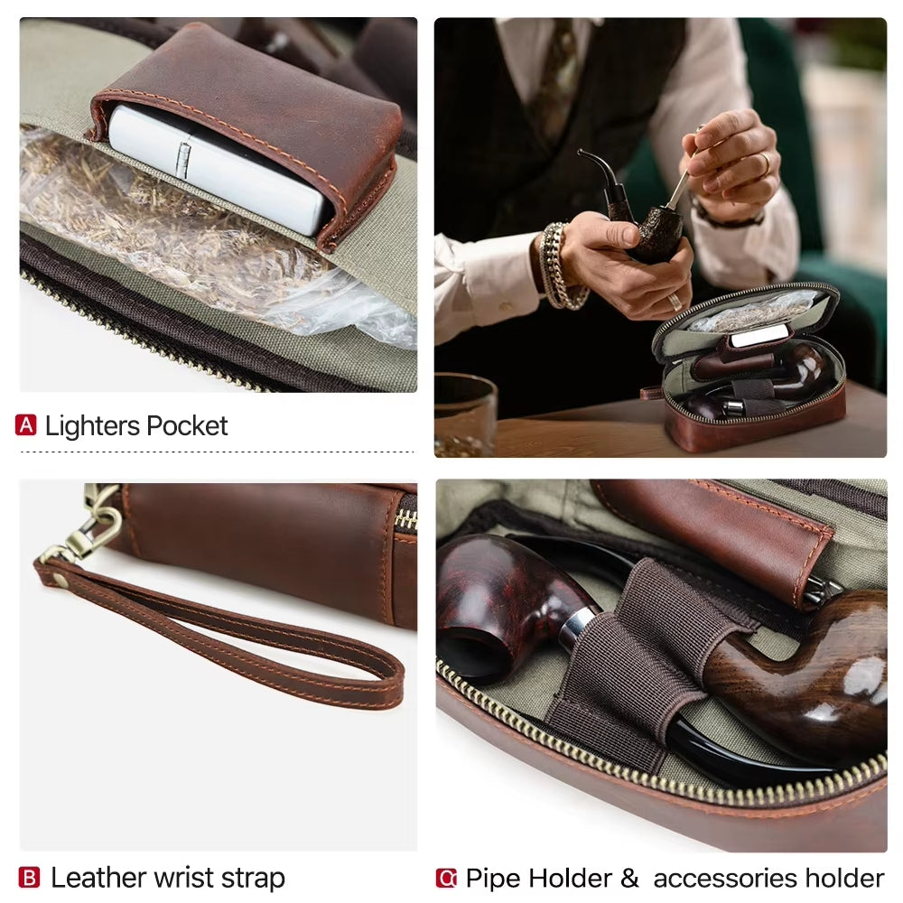 Portable Herb Smoke Pipe Case Leather Bag Men Bags - Tophatter Daily Deals