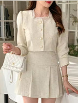 Slim Women High Waist Mini Skirts Sets Beige Work Wear Blazers - Tophatter Daily Deals