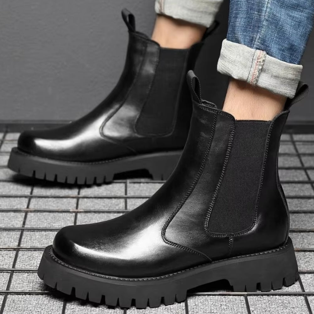Men Chelsea Rubber Boot Inner Increased Lifted Boots Boots - Tophatter Daily Deals