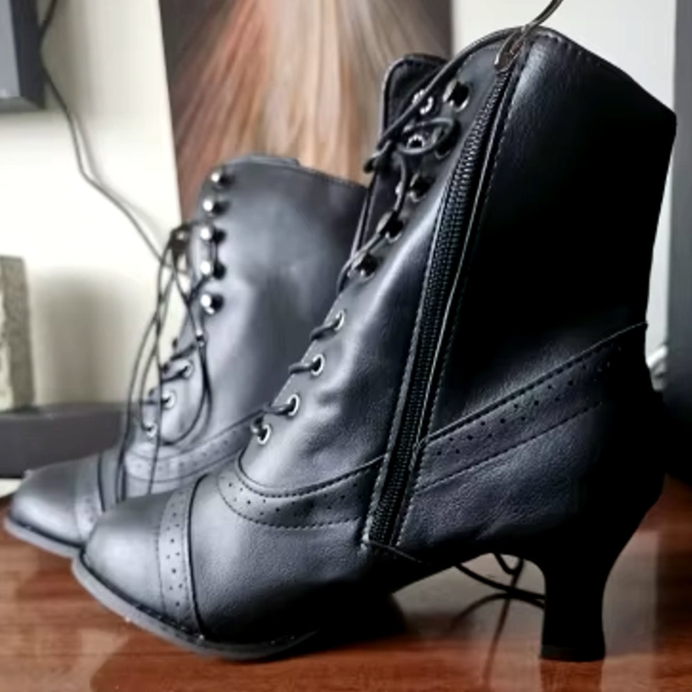 Fashion Pointed Toe Thick Sole Short Boot Black Boots - Tophatter Daily Deals
