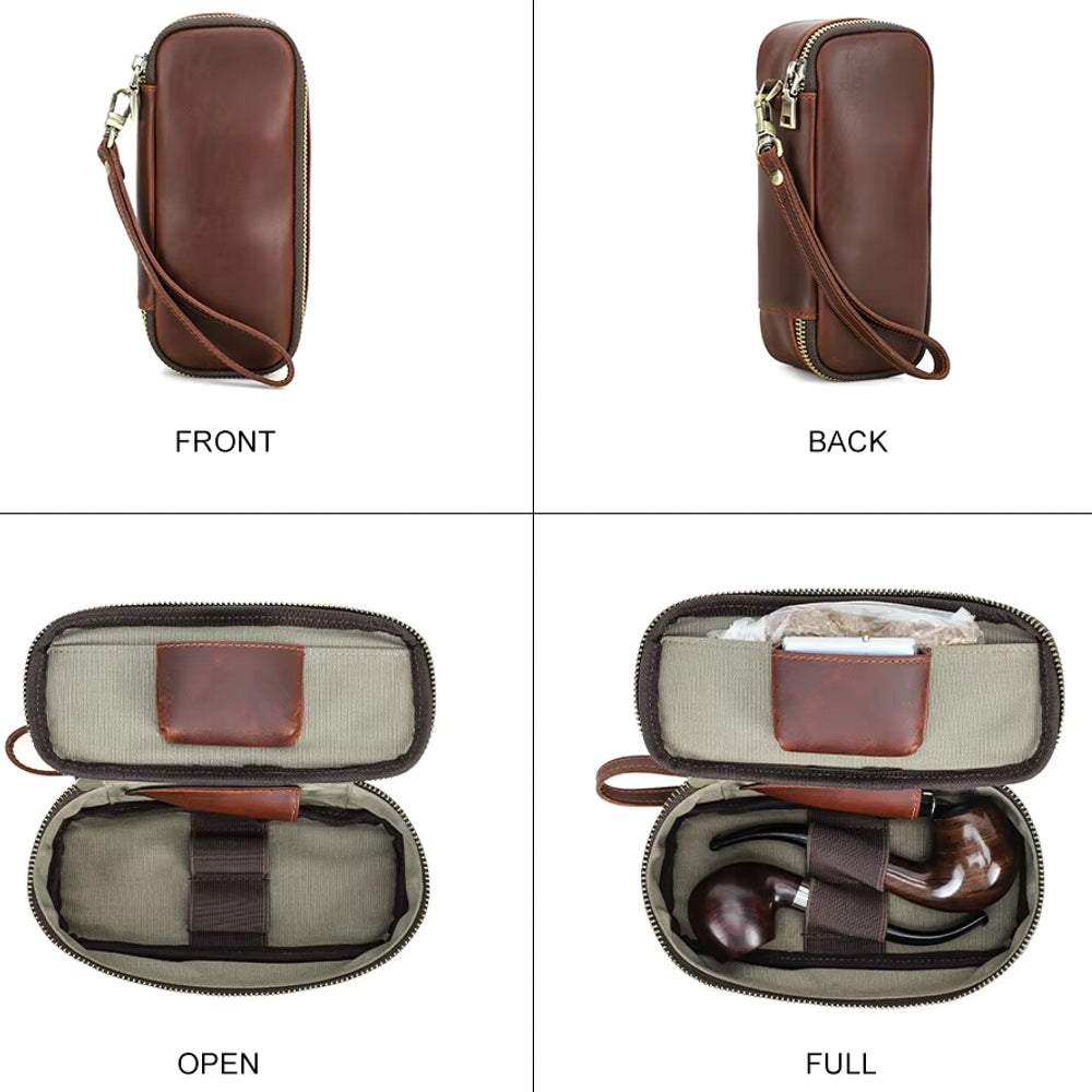 Portable Herb Smoke Pipe Case Leather Bag Men Bags - Tophatter Daily Deals