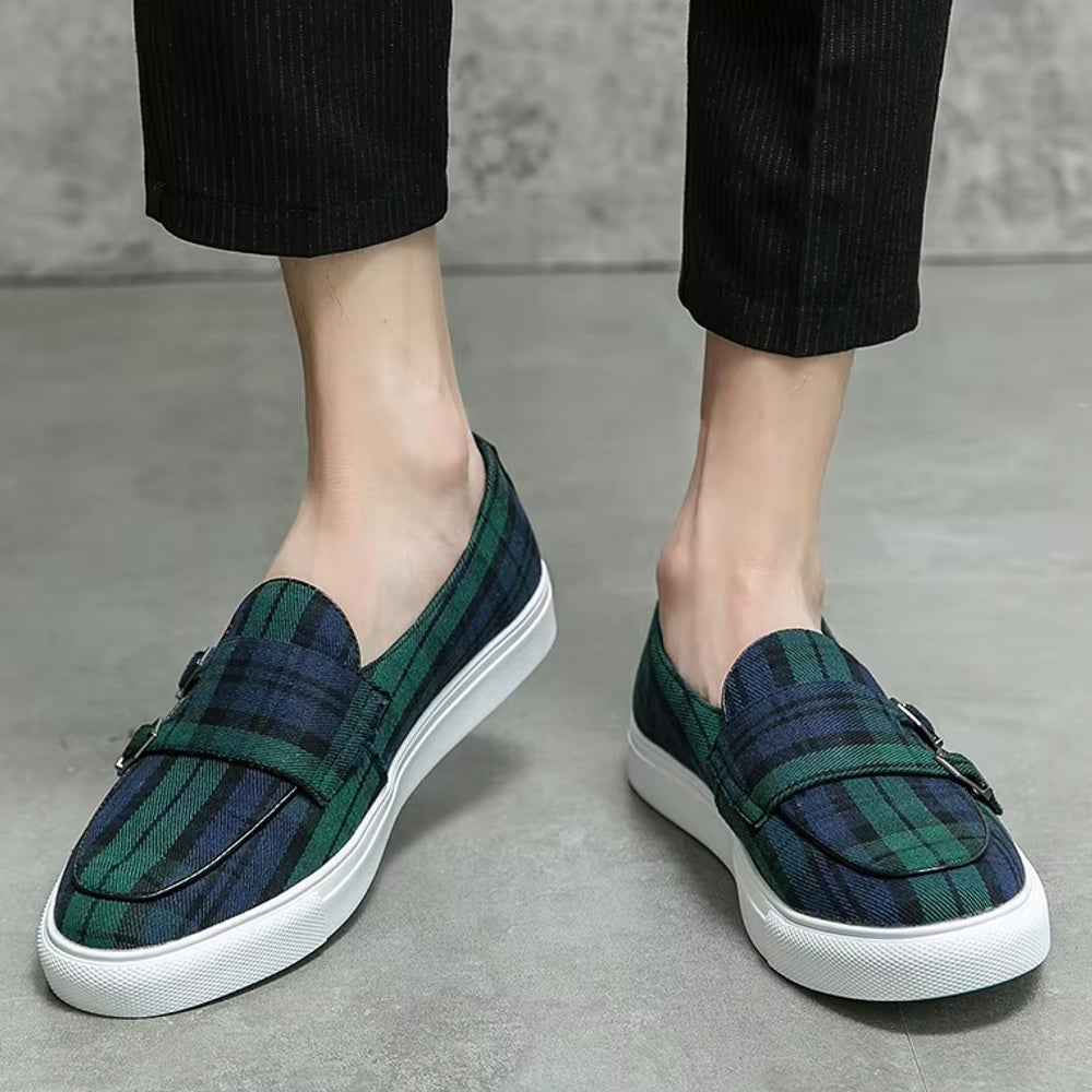 Classic Canvas Plaid Loafers For Men Loafers - Tophatter Daily Deals