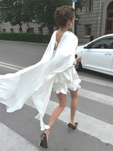 Elegant Shawl Ruffle Sexy Mini Dresses Mini Dresses - Tophatter Daily Deals
