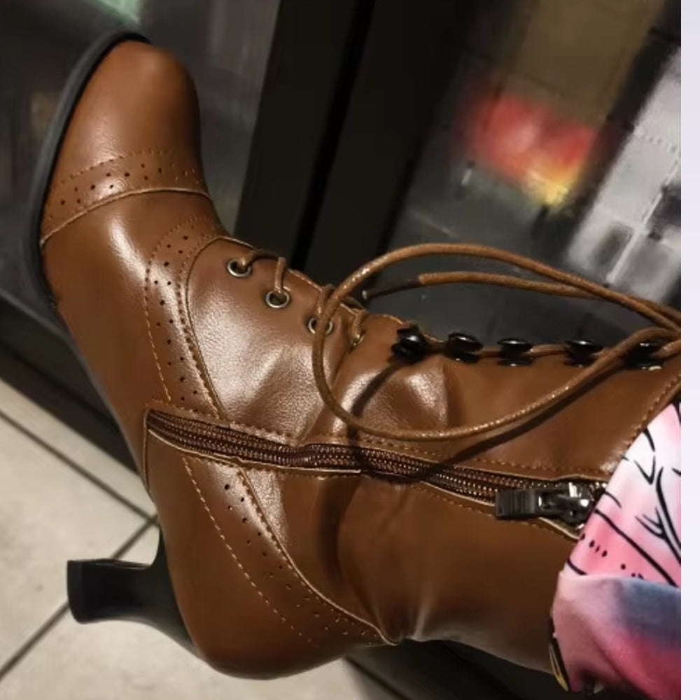 Fashion Pointed Toe Thick Sole Short Boot Brown Boots - Tophatter Daily Deals
