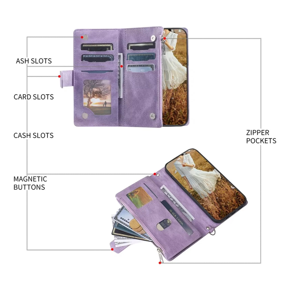 Luxury Zipper Leather Cover for Samsung Galaxy A Series Mobile Phone Cases - Tophatter Daily Deals