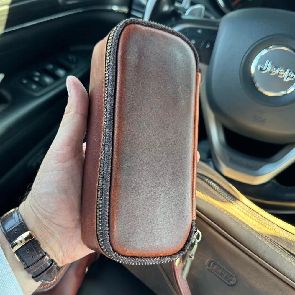 Portable Herb Smoke Pipe Case Leather Bag Men Bags - Tophatter Daily Deals