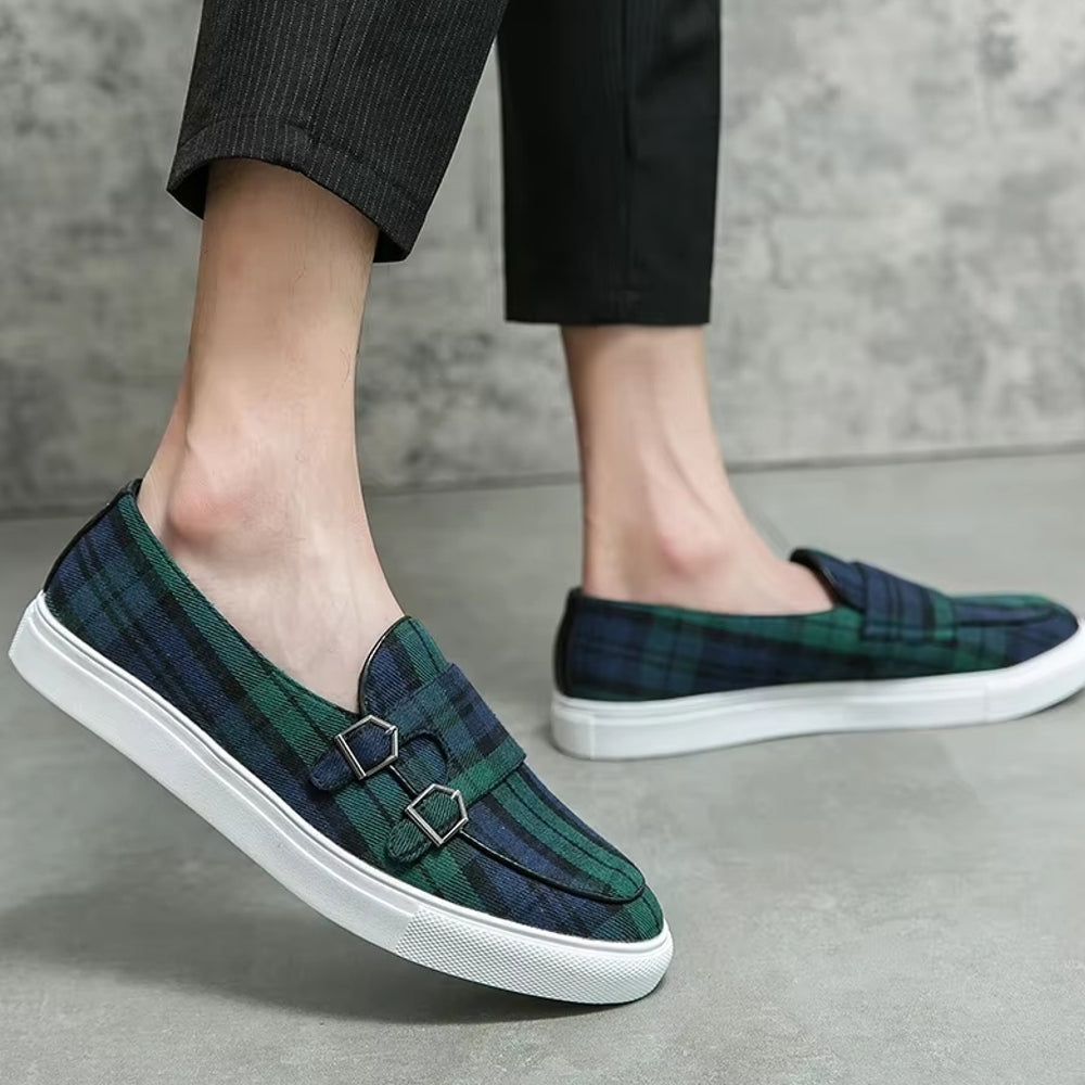 Classic Canvas Plaid Loafers For Men Loafers - Tophatter Daily Deals