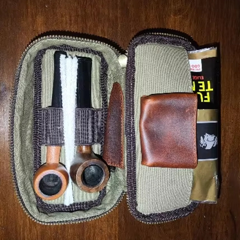 Portable Herb Smoke Pipe Case Leather Bag Men Bags - Tophatter Daily Deals