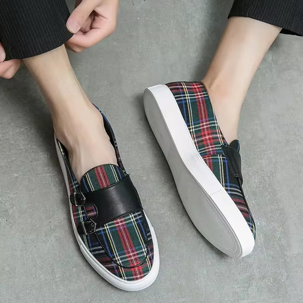 Classic Canvas Plaid Loafers For Men Loafers - Tophatter Daily Deals