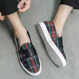 Classic Canvas Plaid Loafers For Men Loafers - Tophatter Daily Deals