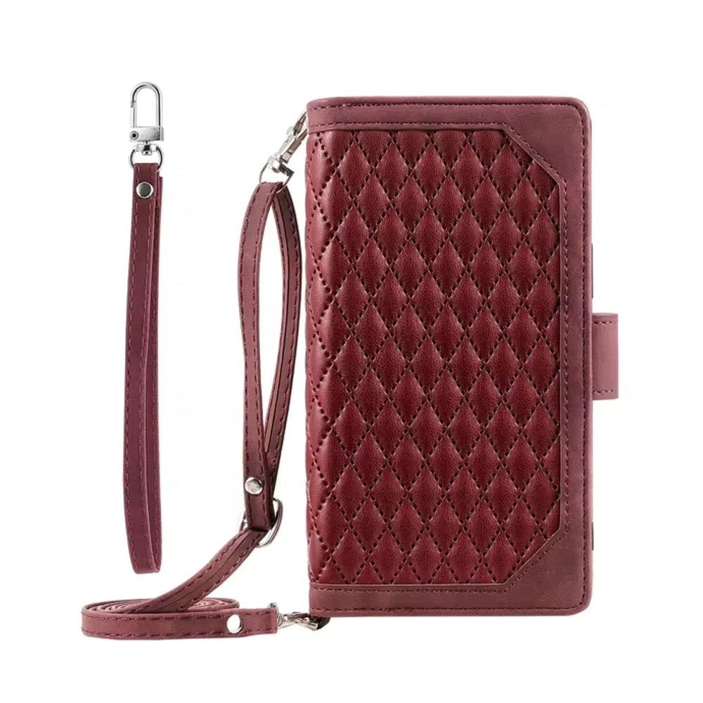 Luxury Zipper Leather Cover for Samsung Galaxy A Series Red Mobile Phone Cases - Tophatter Daily Deals