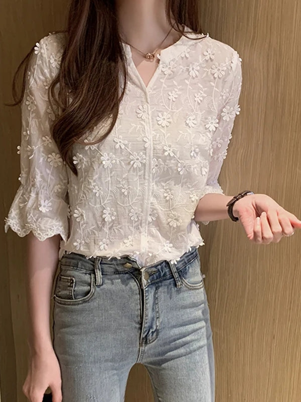 Elegant Tops Lace Women Blouses Blouses - Tophatter Daily Deals