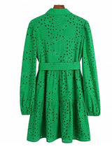Green Lace Blouse Top With Lining Hollow Blouses - Tophatter Daily Deals