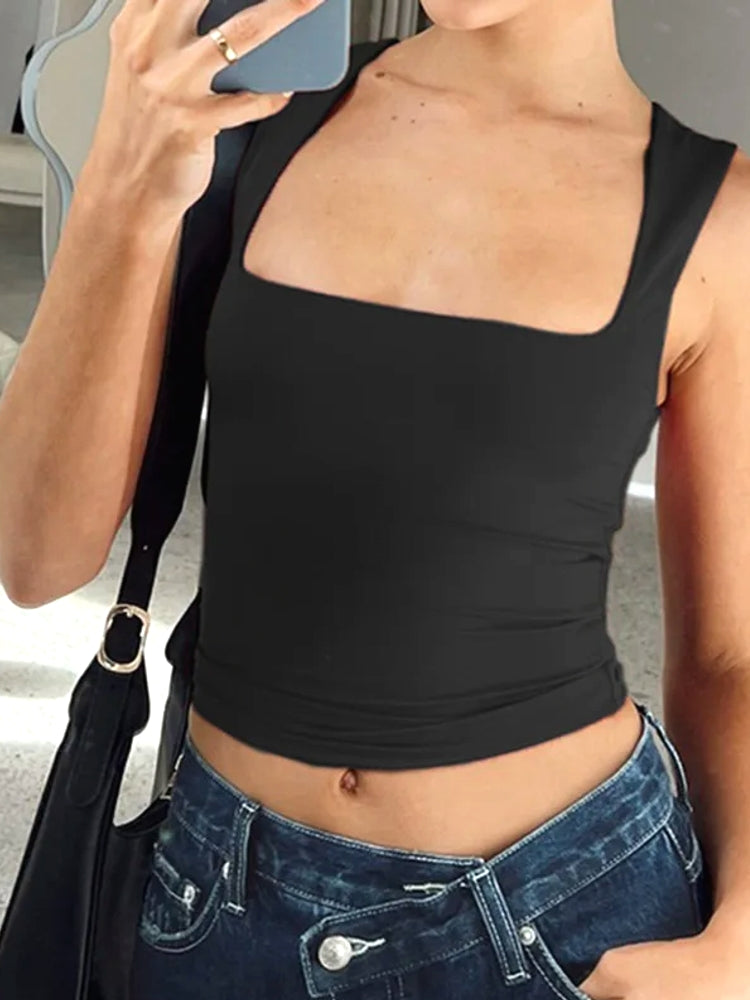 Summer Sexy Sleeveless Collar Crop Top Blouses - Tophatter Daily Deals