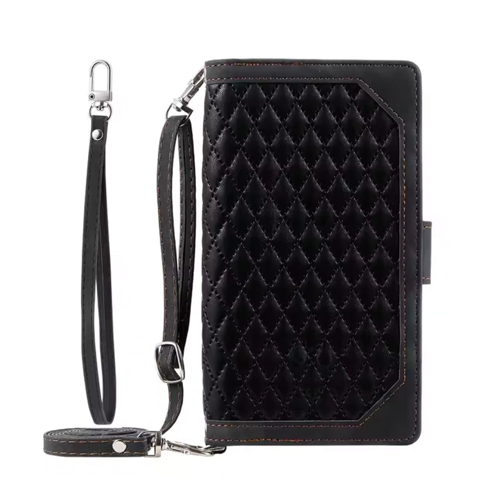 Luxury Zipper Leather Cover for Samsung Galaxy A Series Black Mobile Phone Cases - Tophatter Daily Deals
