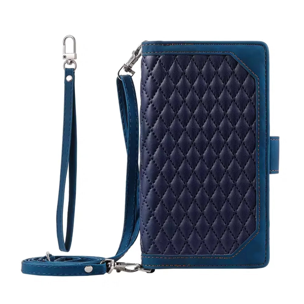 Luxury Zipper Leather Cover for Samsung Galaxy Blue Samsung Cases - Tophatter Daily Deals