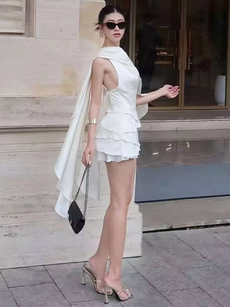 Elegant Shawl Ruffle Sexy Mini Dresses Mini Dresses - Tophatter Daily Deals