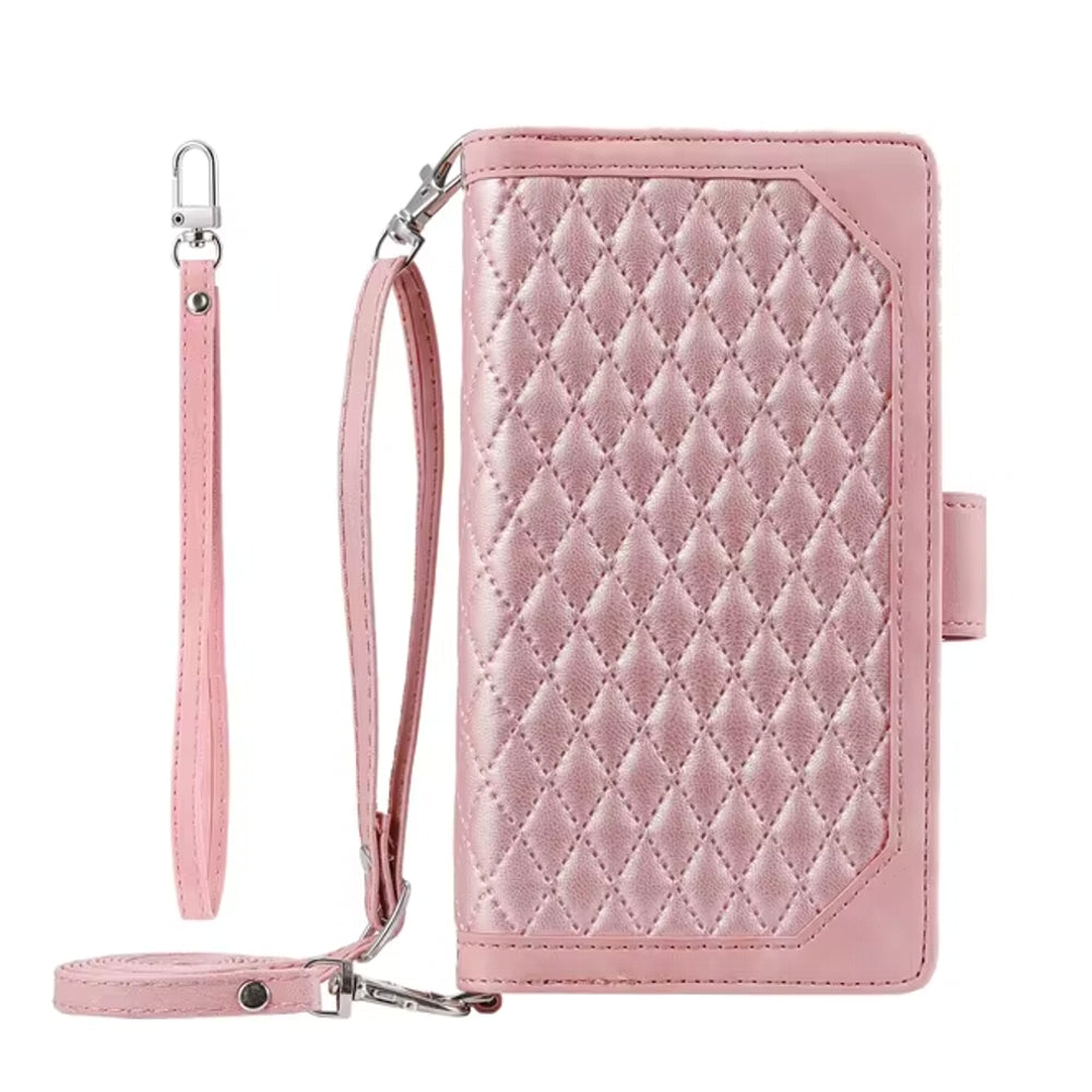 Luxury Zipper Leather Cover for Samsung Galaxy A Series Pink Mobile Phone Cases - Tophatter Daily Deals