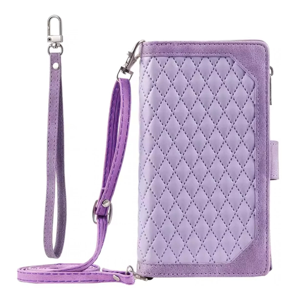 Luxury Zipper Leather Cover for Samsung Galaxy A Series Purple Mobile Phone Cases - Tophatter Daily Deals