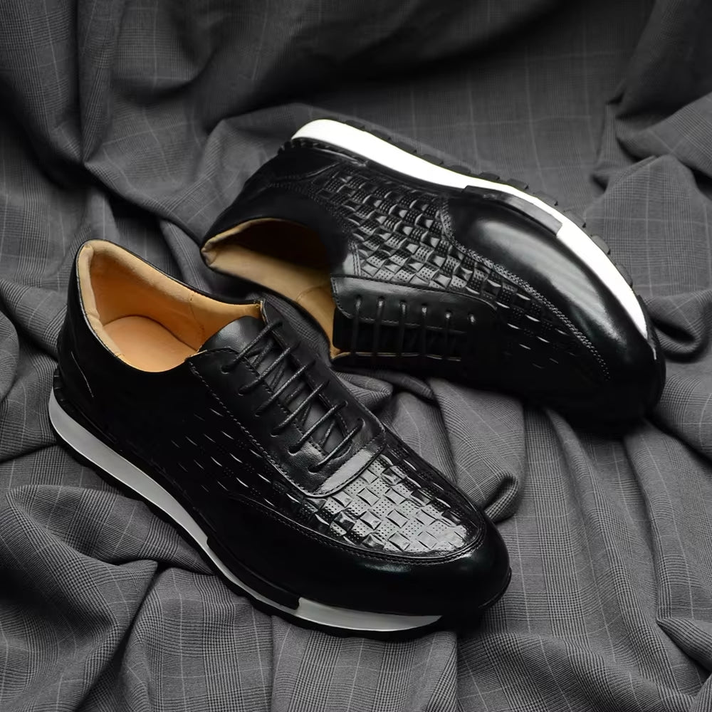 Sport Sneakers Men Leather Business Casual Shoes Black Men Shoes - Tophatter Daily Deals