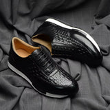 Sport Sneakers Men Leather Business Casual Shoes Black Men Shoes - Tophatter Daily Deals