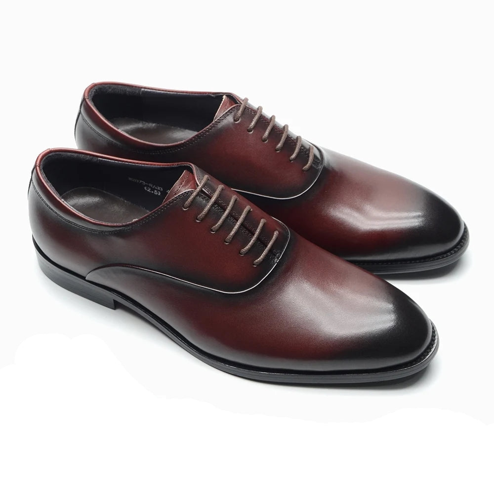 Classic Genuine Leather Men Oxford Dress Shoes Red Men Dresses Shoes - Tophatter Daily Deals