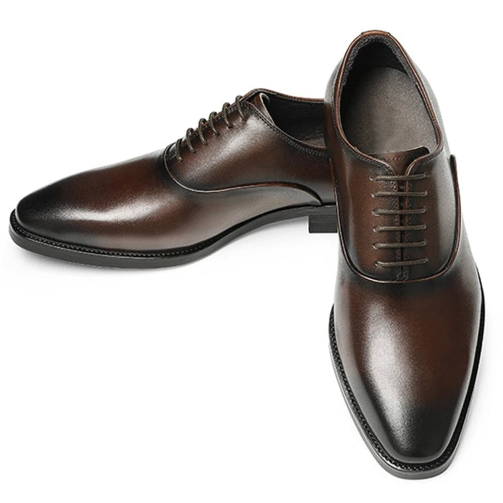 Classic Genuine Leather Men Oxford Dress Shoes Brown Men Dresses Shoes - Tophatter Daily Deals