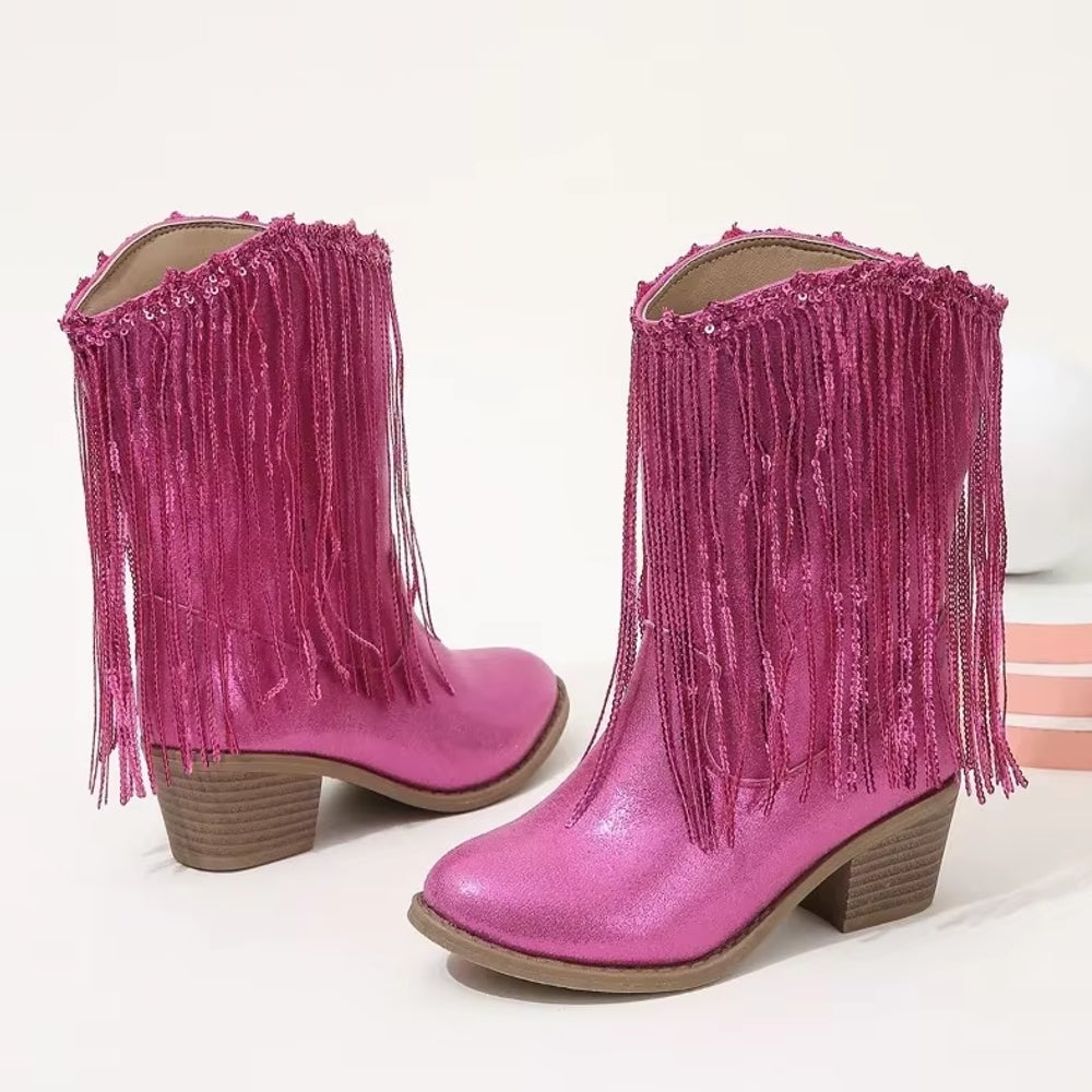 Tassels Pink Elegant Britain Princess Children Boot Shoes - Tophatter Daily Deals