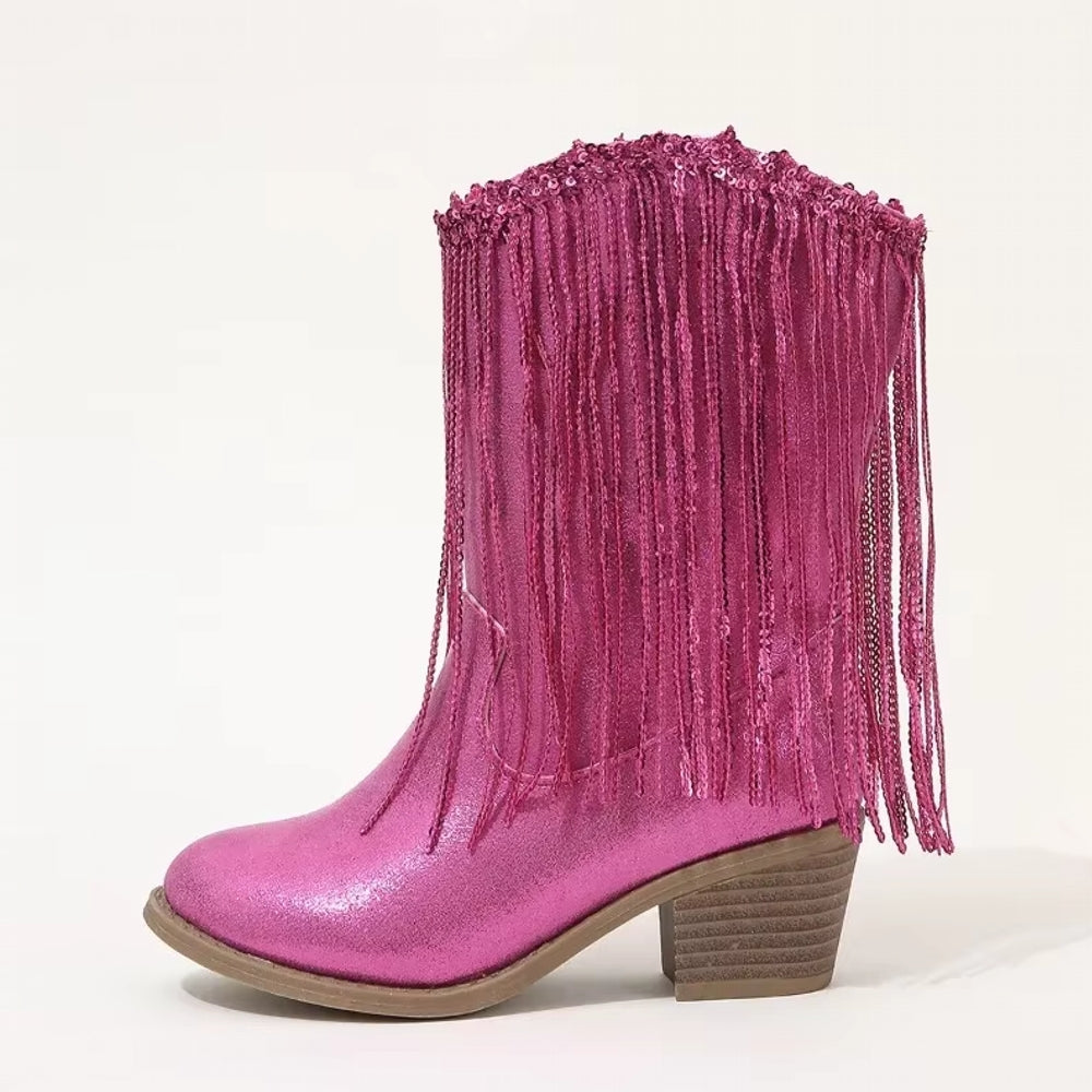 Tassels Pink Elegant Britain Princess Children Boot Shoes - Tophatter Daily Deals