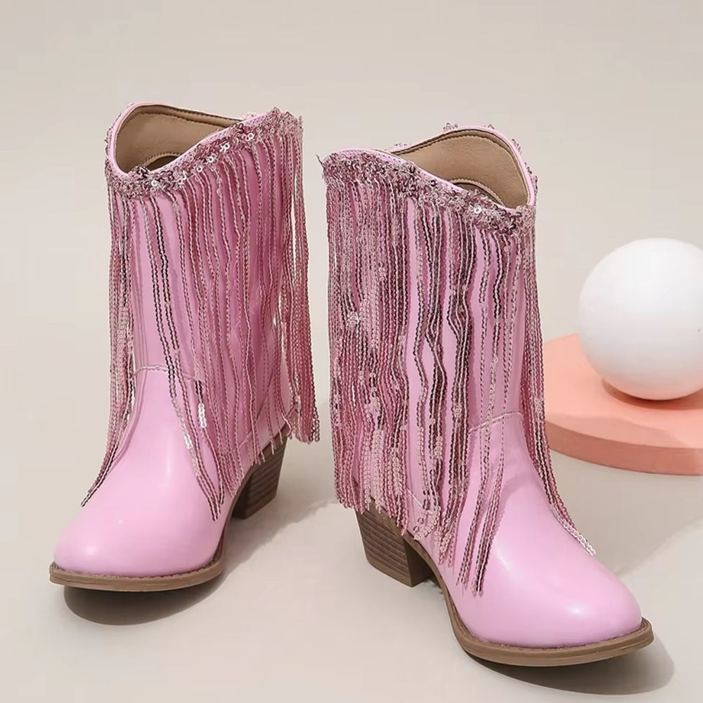 Tassels Pink Elegant Britain Princess Children Boot Pink Shoes - Tophatter Daily Deals
