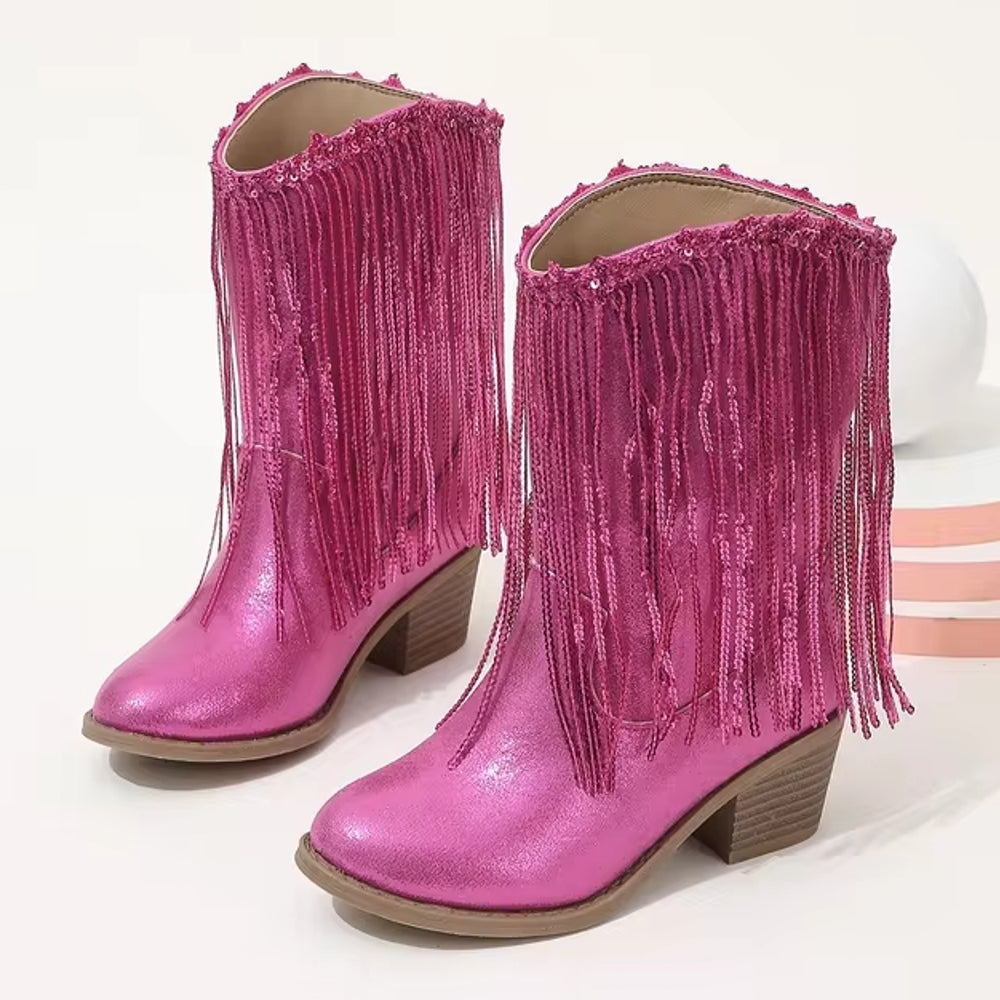 Tassels Pink Elegant Britain Princess Children Boot Shoes - Tophatter Daily Deals