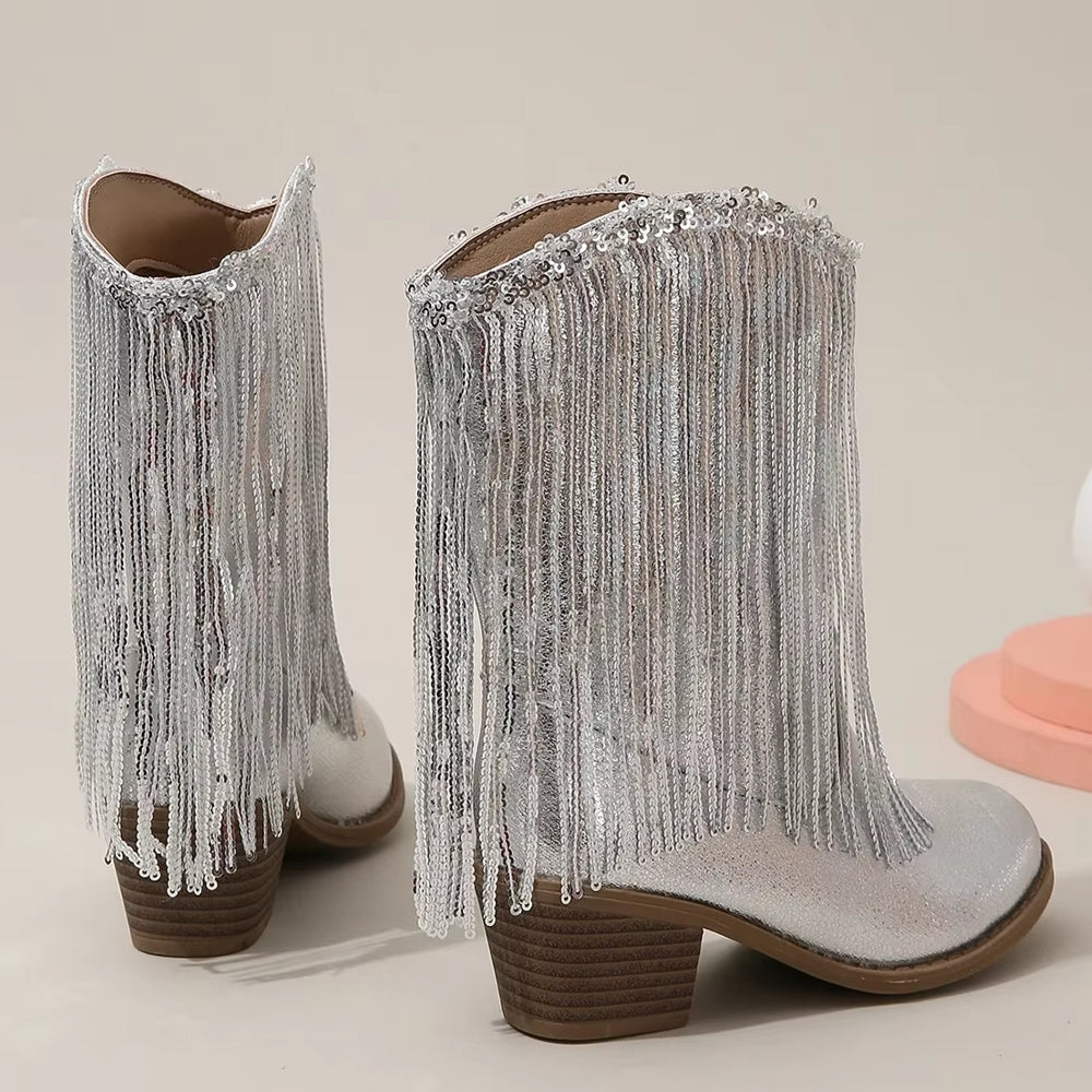 Tassels Pink Elegant Britain Princess Children Boot Silver Shoes - Tophatter Daily Deals