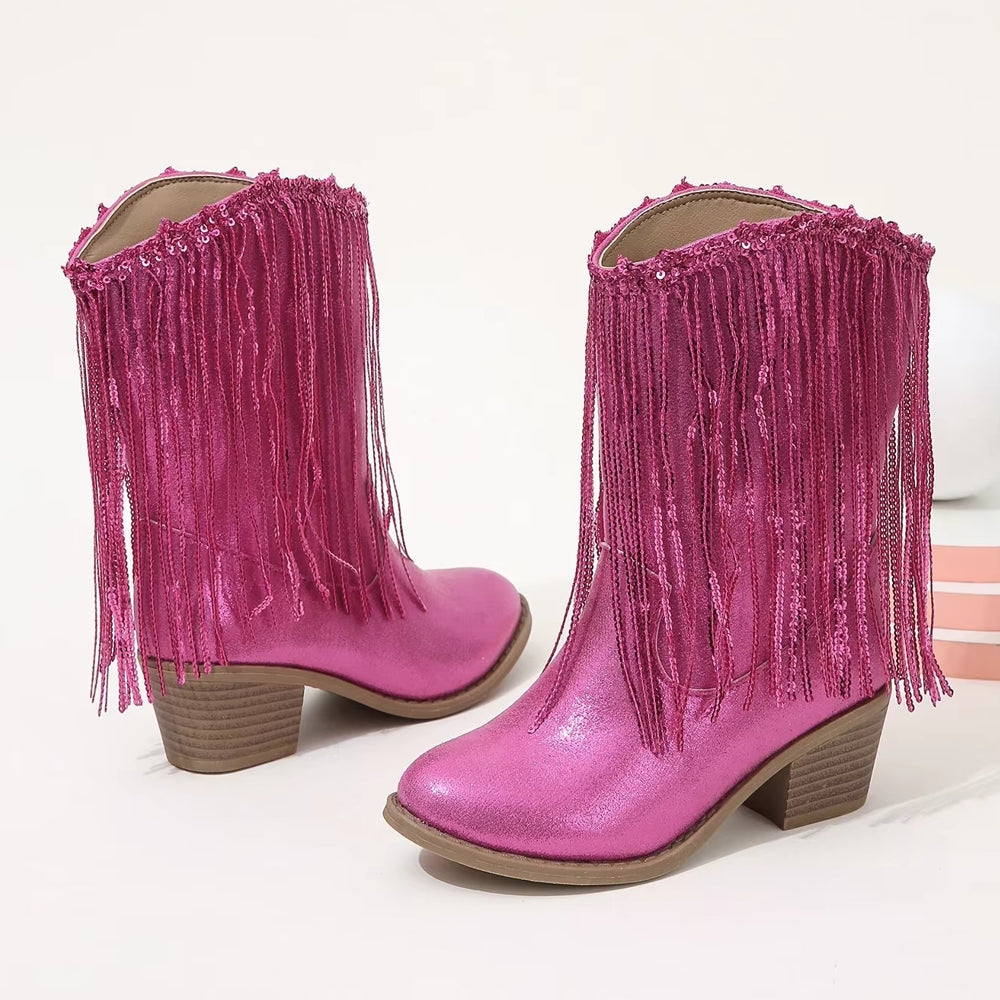 Tassels Pink Elegant Britain Princess Children Boot Rose Pink Shoes - Tophatter Daily Deals