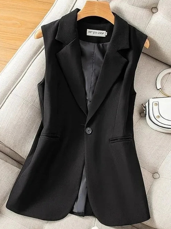 Women's Vest Jacket Sleeveless Blazer Black Coats & Jackets - Tophatter Daily Deals
