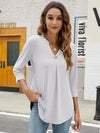 Women T-shirt V Neck 3/4 Sleeve Tops Blouse White Blouses - Tophatter Daily Deals
