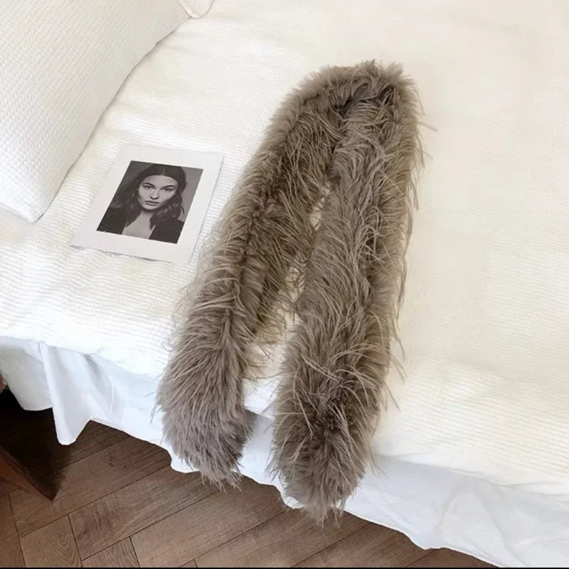 Fluffy Thick Scarf Women Plush Long Strip Scarf Shawl Scarf - Tophatter Daily Deals