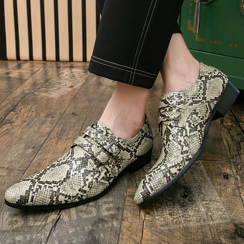 Stylish Men Snake Print Casual Dress Shoes Men Dresses Shoes - Tophatter Daily Deals