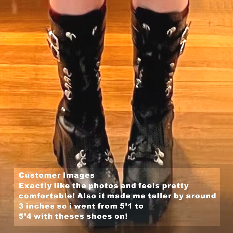 Fashion Mid Tube Boots Lace Up High Platform Wedge Boots Boots - Tophatter Daily Deals