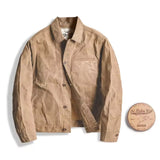 Canvas Oil Wax Men Jackets Khaki Retro Multi-pocket Men's Clothing - Tophatter Daily Deals