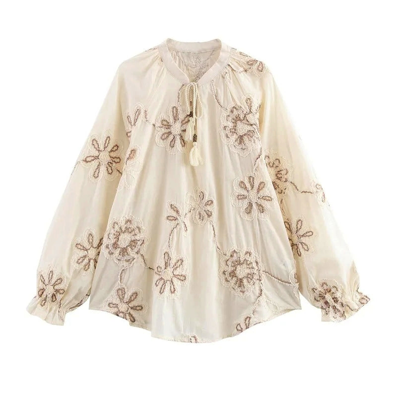 Women Tassel Casual Summer Embroider Blouses Blouses - Tophatter Daily Deals