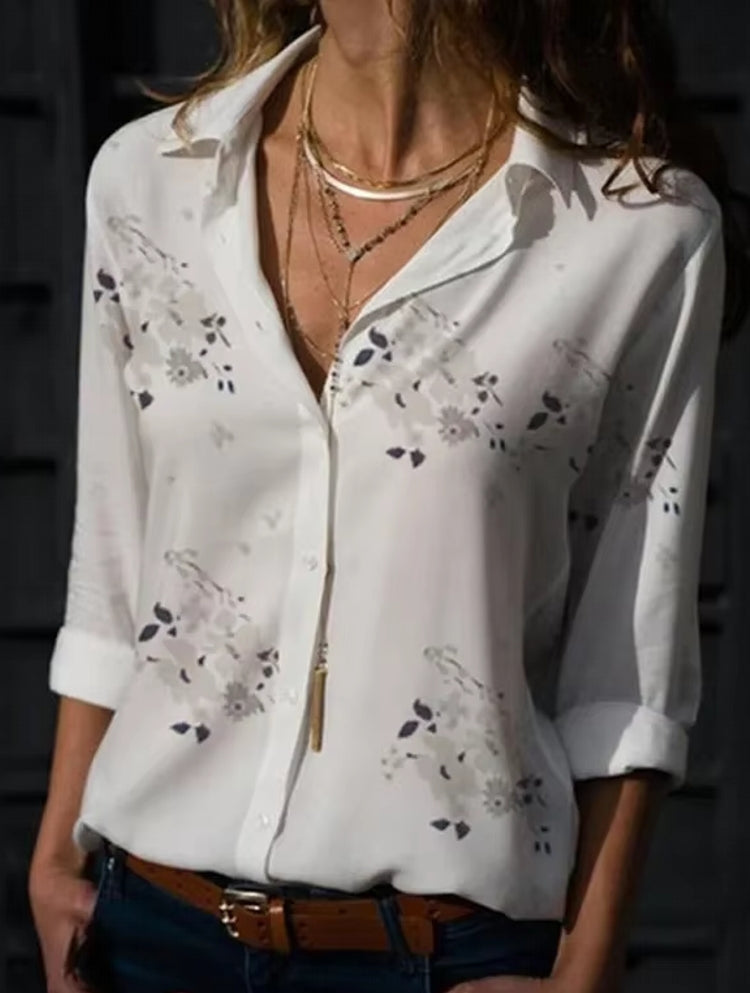 Casual Tops Elegant Work Wear Chiffon Shirts Long Sleeve White Blouses - Tophatter Daily Deals
