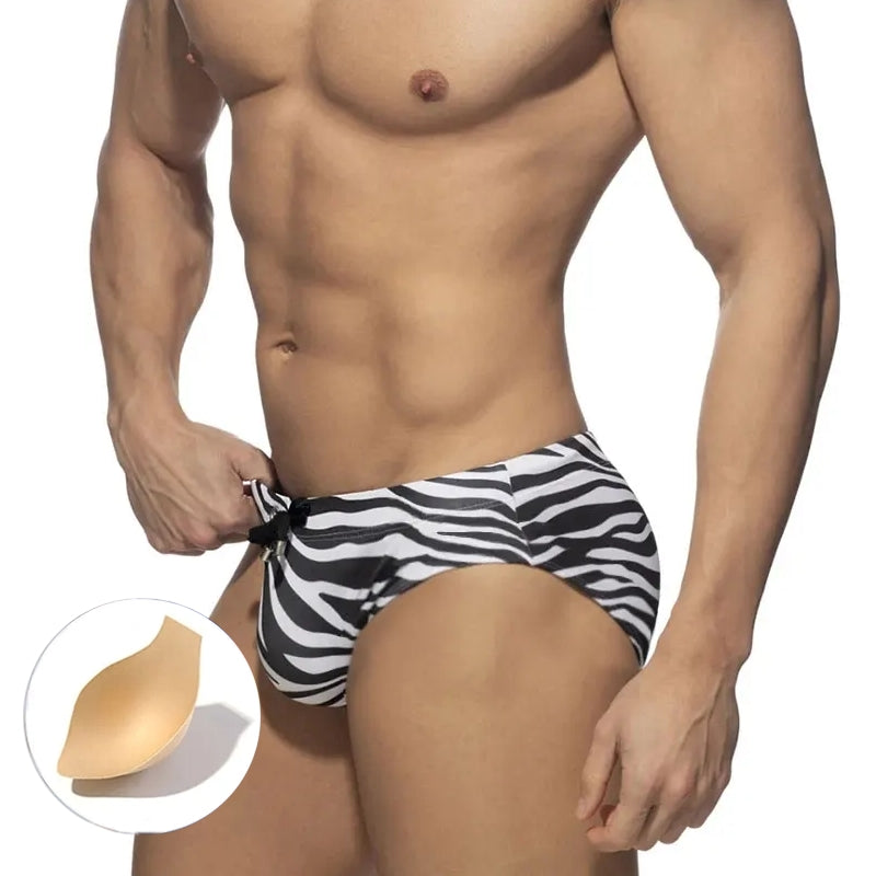 Men's Swim Briefs Zebra Printed Swimwear with Pad gifts Swimsuit - Tophatter Daily Deals