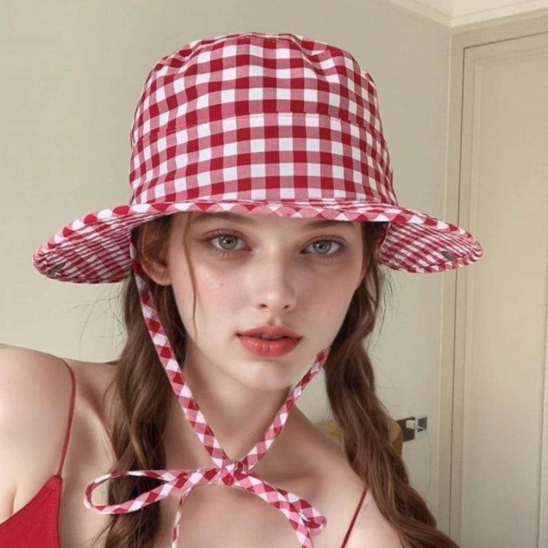 Vintage Plaids Bucket Hats Protection UV Protection Sun Hat Red Cap - Tophatter Daily Deals