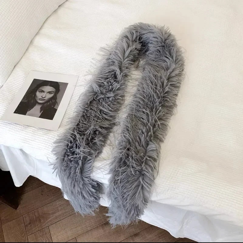Fluffy Thick Scarf Women Plush Long Strip Scarf Shawl Scarf - Tophatter Daily Deals