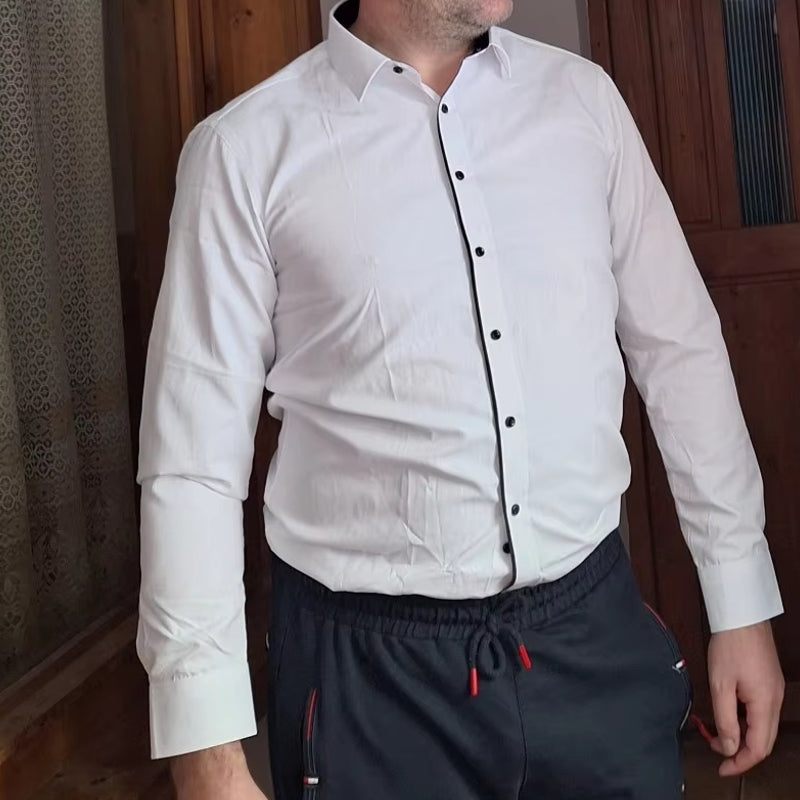 Men Business Classic Striped Tuxedo Shirts Men's Shirts - Tophatter Daily Deals