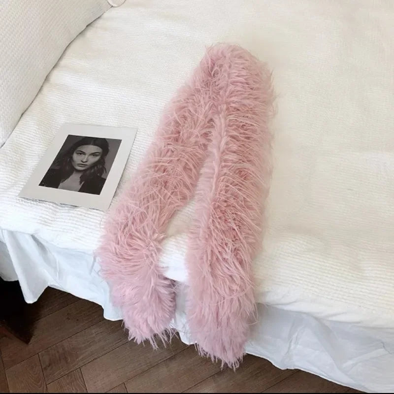 Fluffy Thick Scarf Women Plush Long Strip Scarf Shawl Scarf - Tophatter Daily Deals