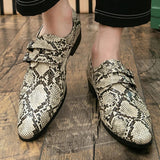 Stylish Men Snake Print Casual Dress Shoes Beige Men Dresses Shoes - Tophatter Daily Deals