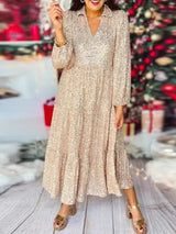 Women Glitter Sequin Deep V Long Dress Maxi Dresses - Tophatter Daily Deals