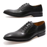 Luxury Lace-Up Formal Office Business Oxford Dress Shoes Black Men Dresses Shoes - Tophatter Daily Deals